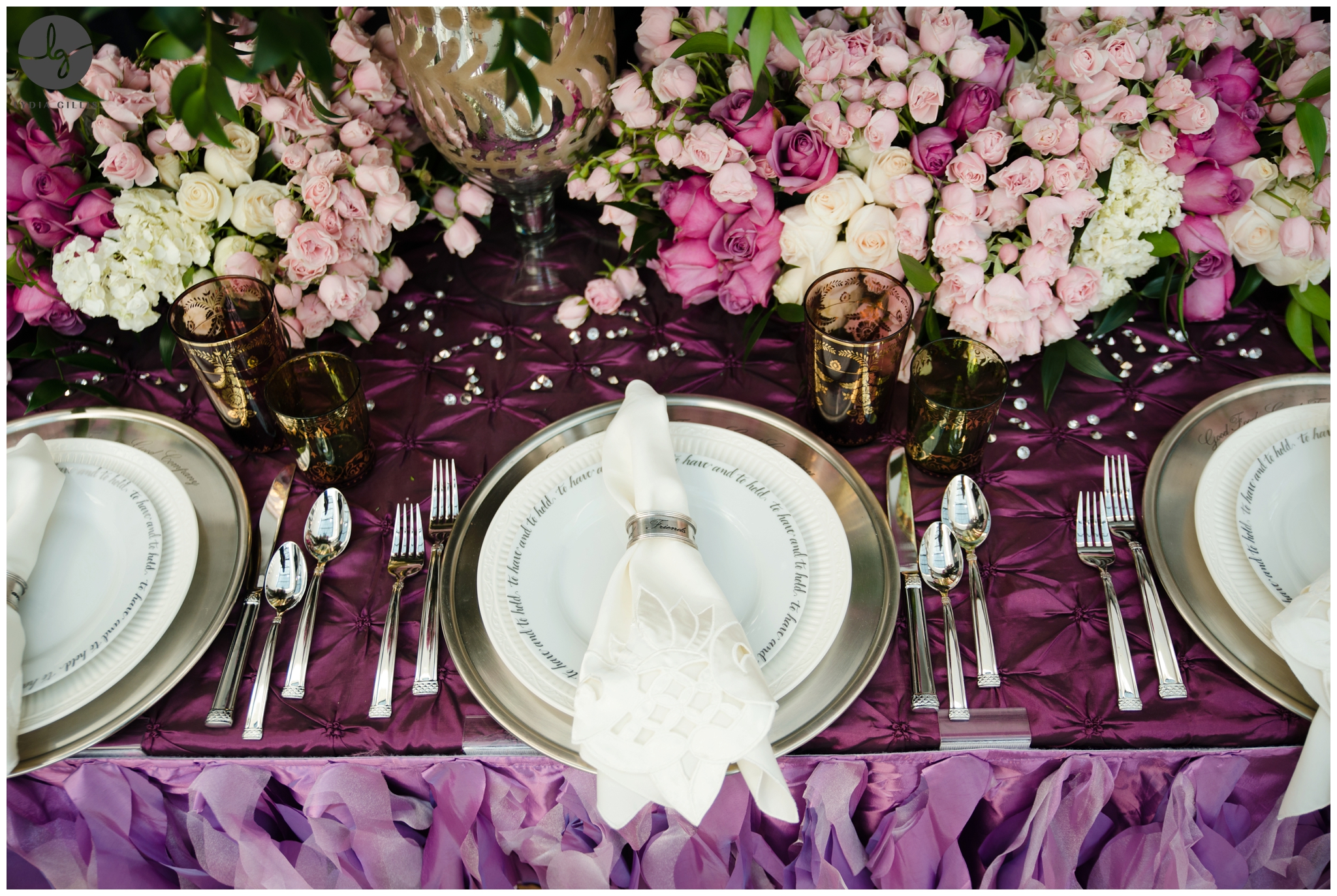 wedding details, wedding planner, luxury wedding, pulpier theme wedding, purple and pink roses, the perfect occasion | Lydia Gillis Photographer
