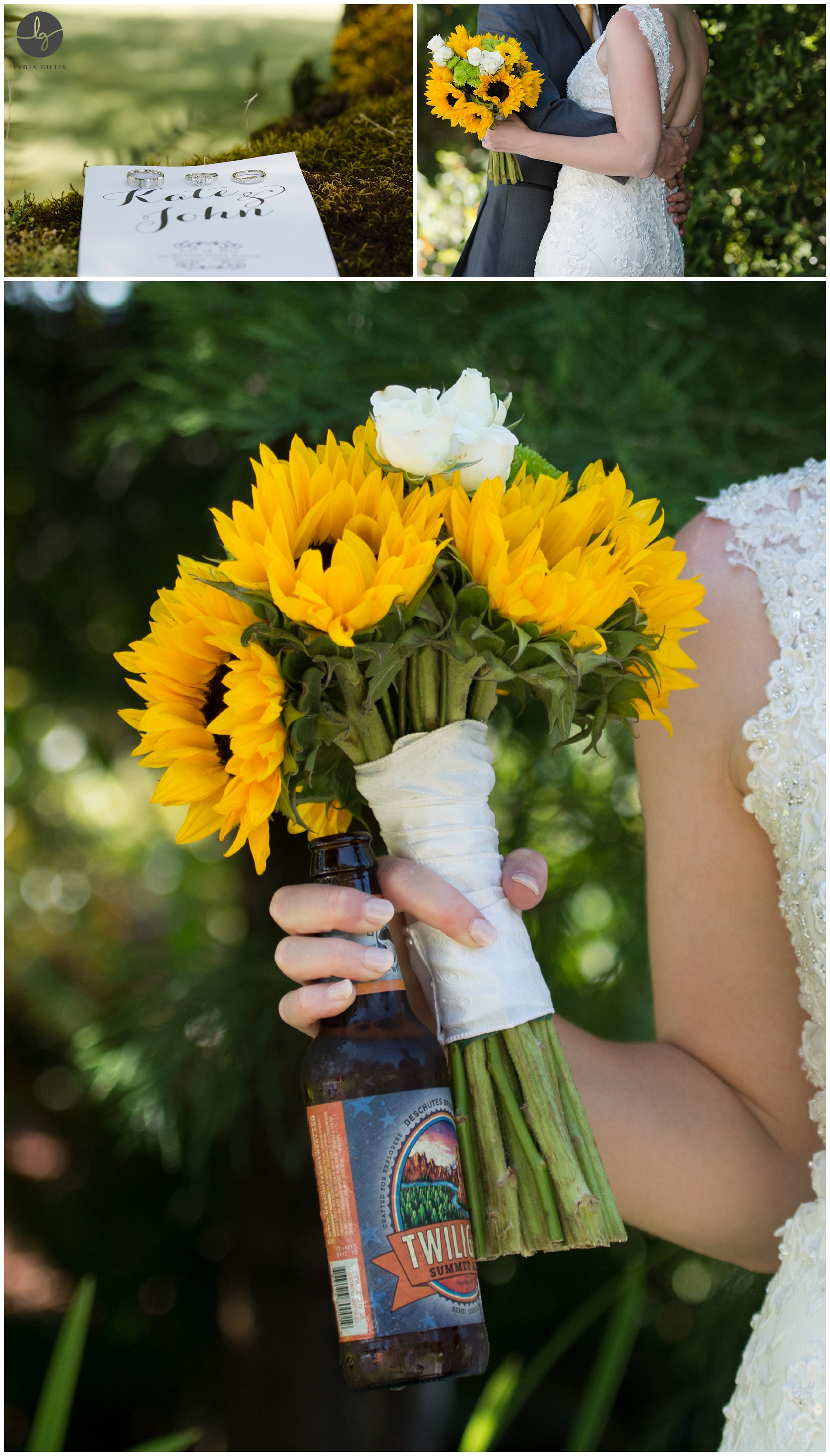 sunflower bridal bouquet photo | Lydia Gillis Photography 