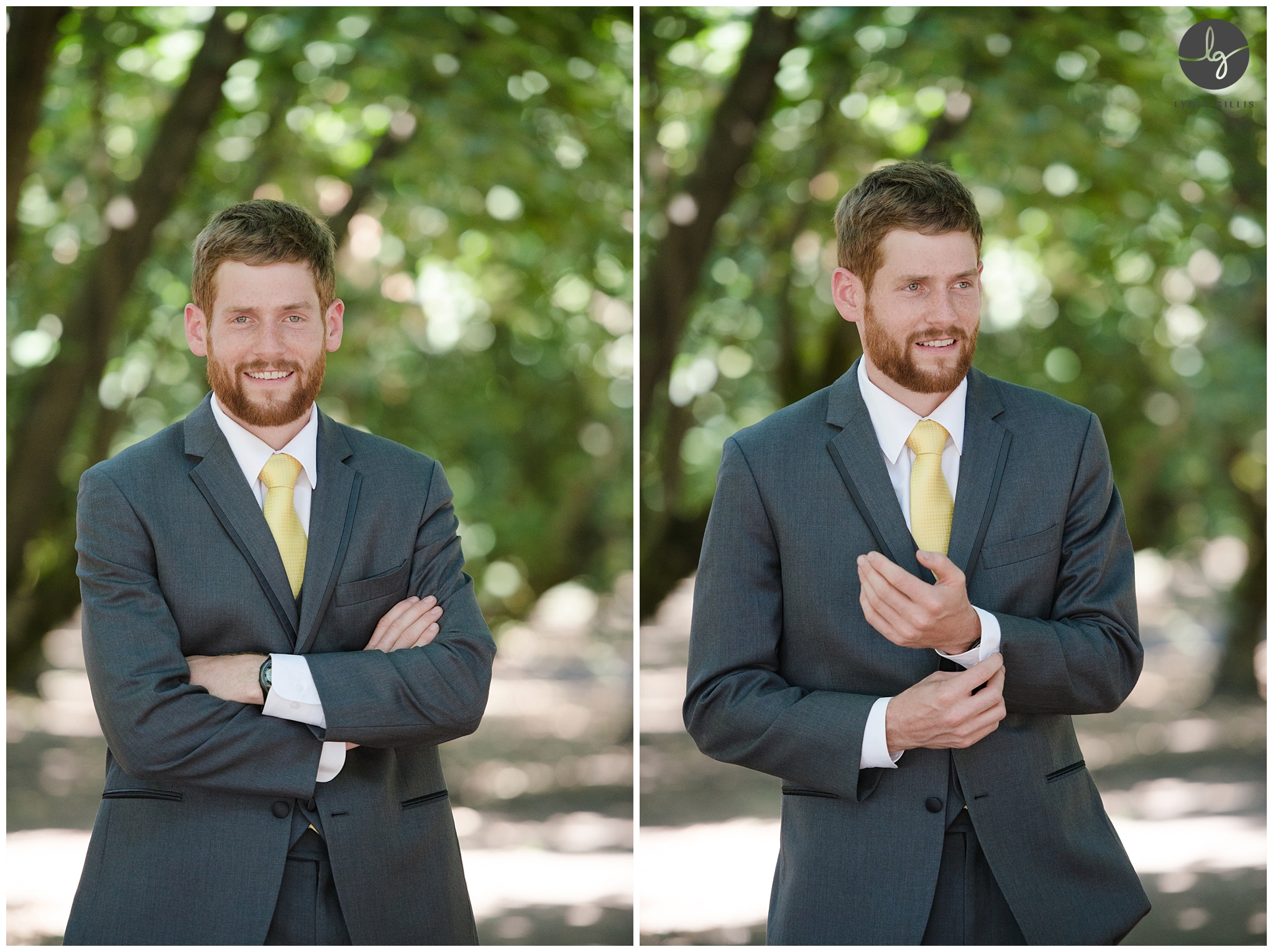 Outdoor wedding picture of groom | Lydia Gillis Photography 