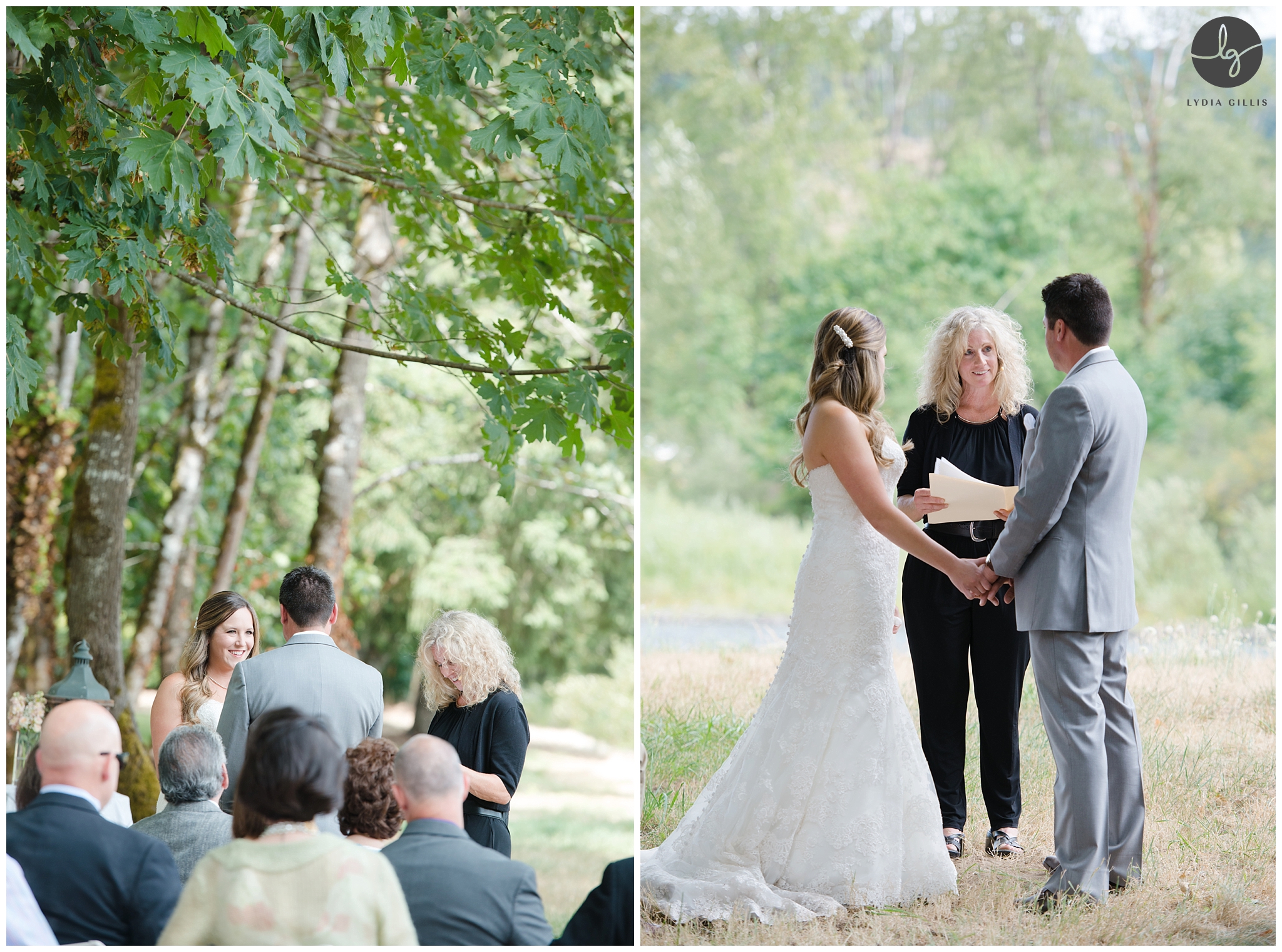 outdoor wedding ceremony in Eugene, Oregon. Photographed by Eugene wedding photography, Lydia Gillis Photography