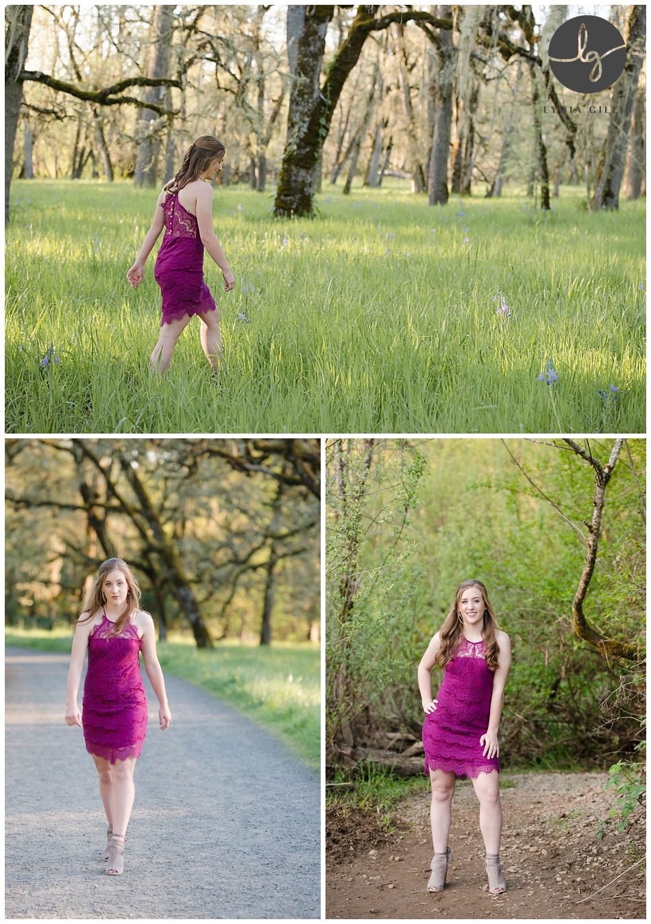 Senior Pictures of girl in a meadow in Free people lace dress , photographed by , eugene senior photographer , Lydia Gillis
