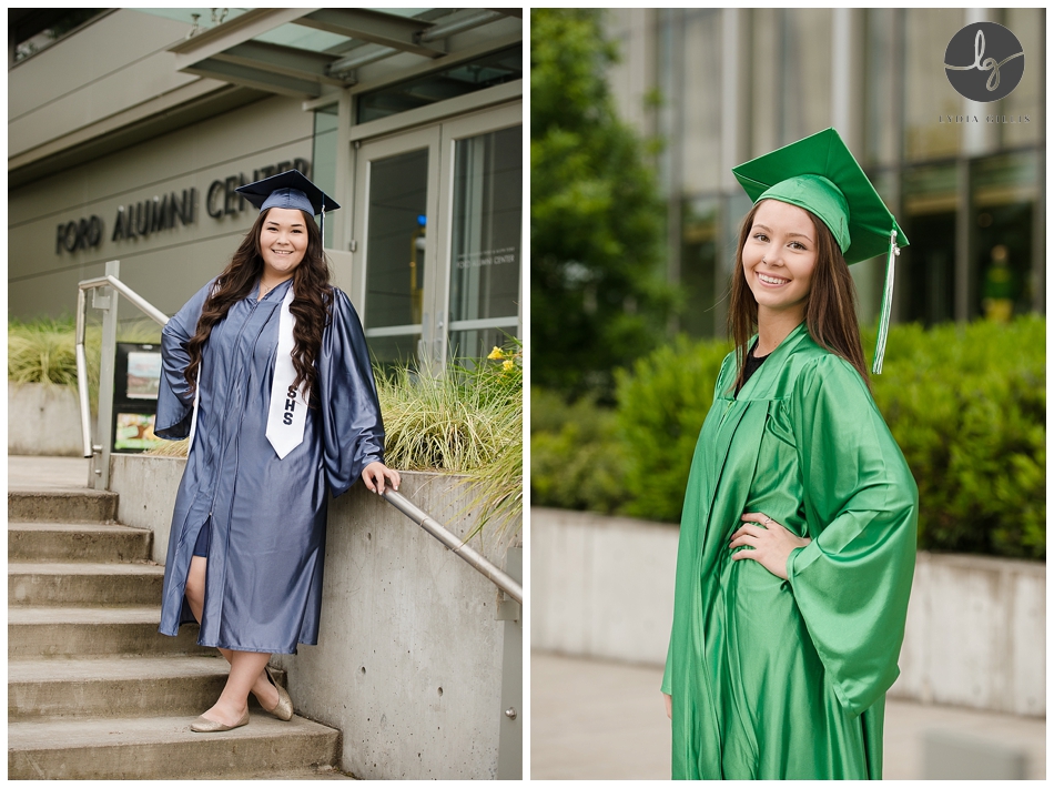 Cap and Gown Senior Pictures in downtown Eugene