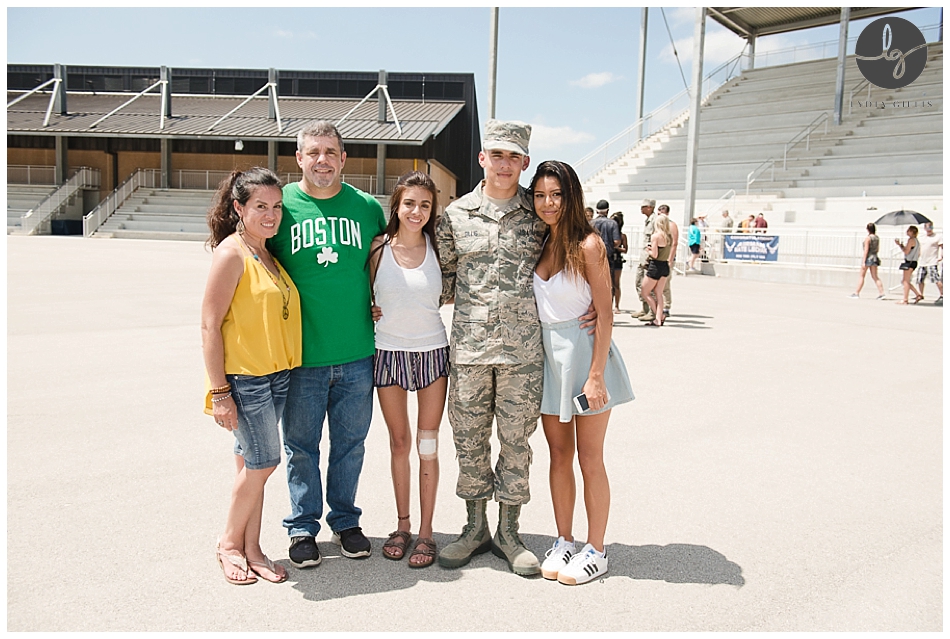 Lackland Air Force Base Coin Ceremony. Airman with family
