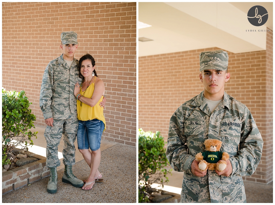 Lackland Air Force Base Coin Ceremony. Airman with family