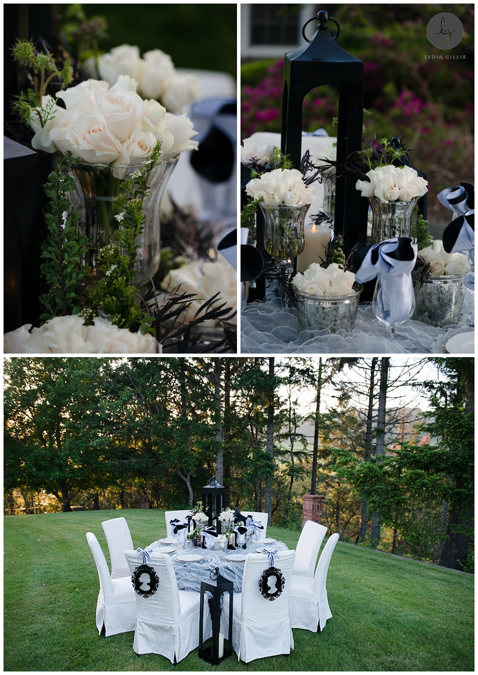 Falk Estate Vineyards Black and White Wedding details