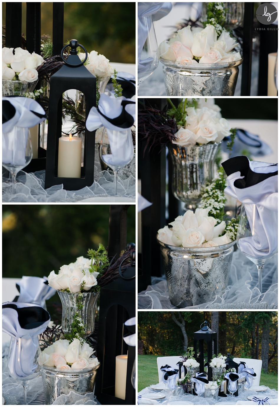 Falk Estate Vineyards Black and White Wedding details