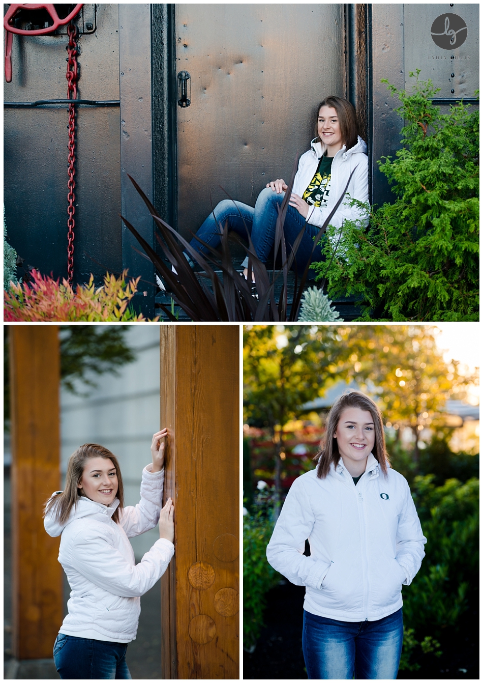 Urban senior pictures in downtown Eugene